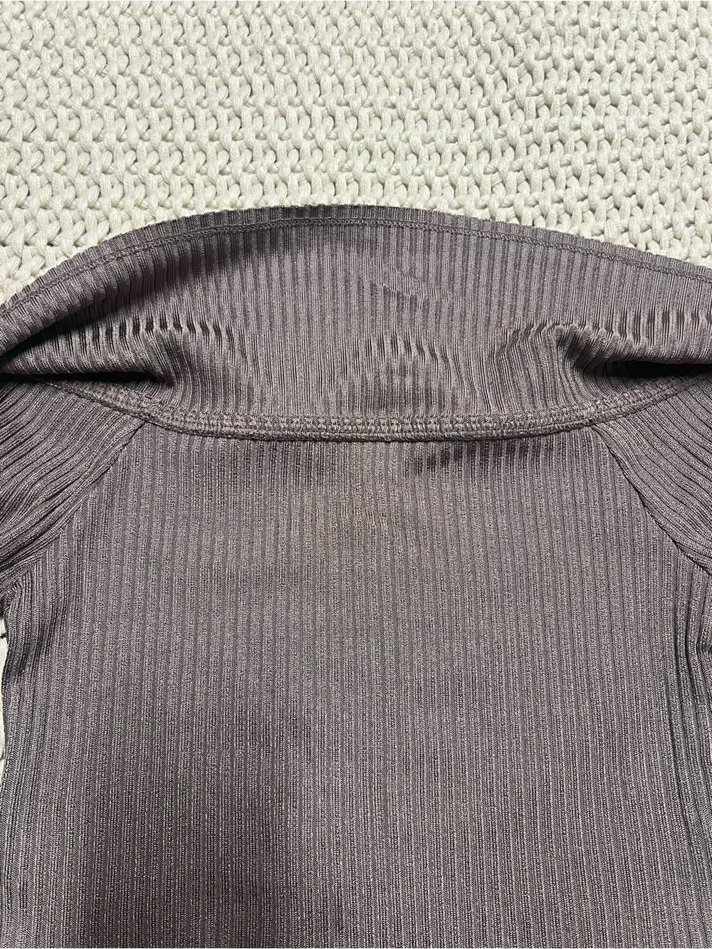 Off-Shoulder Ribbed Long-Sleeve top - Picture 6 of 7